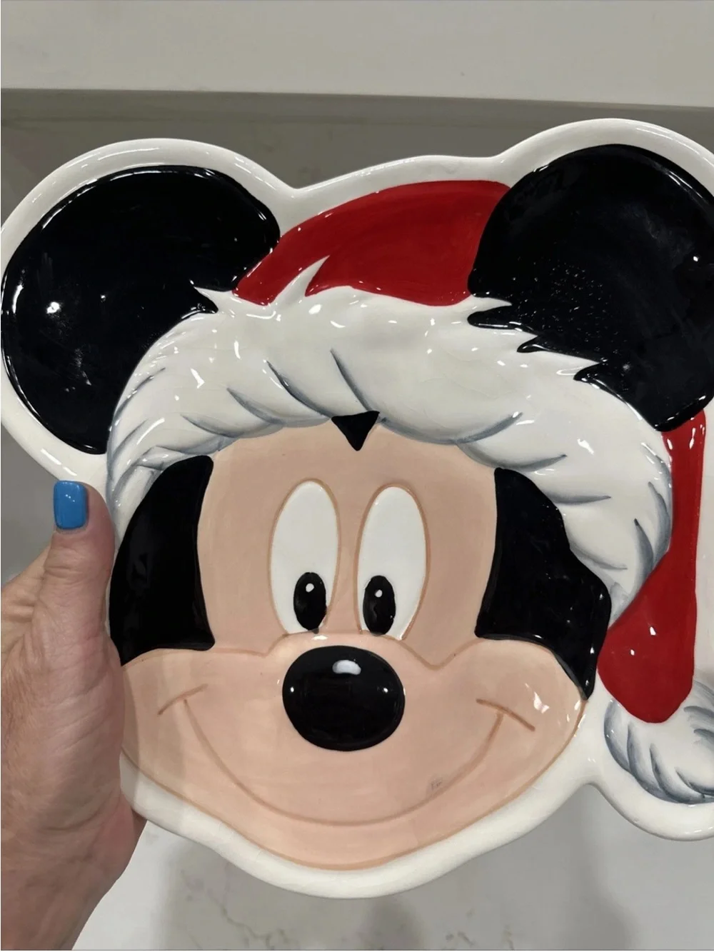 Christmas Disney Mickey Mouse Santa Christmas Cookie Ceramic Plate